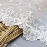 Beige medium elastic mesh polyester thread bilateral embroidery lace, wholesale DIY accessories curtain sofa cushion lace