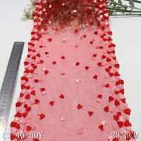 Red bilateral color matching small love mesh embroidery 20cm curtain sofa cushion lace accessories