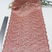 Pink full rose flower mesh embroidery 22cm clothing home textile lace lace accessories DIY