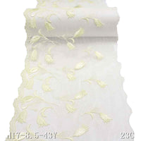 Light yellow mesh polyester thread morning glory embroidery lace, wholesale DIY accessories, curtain sofa cushion lace