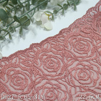 Pink full rose flower mesh embroidery 22cm clothing home textile lace lace accessories DIY