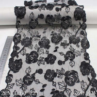 Black mesh polyester thread rose embroidery lace, wholesale accessories curtain underwear clothing decorative lace