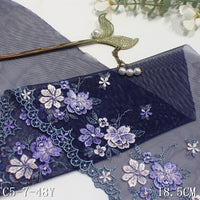 Multi-color mesh French unilateral flower embroidery lace 18cm clothing curtain lace accessories