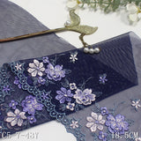 Multi-color mesh French unilateral flower embroidery lace 18cm clothing curtain lace accessories