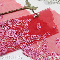 Red retro flower mesh embroidery lace 19cm curtain sofa cushion lace lace accessories DIY