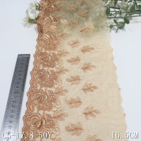 Apricot unilateral hollow rose chiffon embroidery lace, curtain sofa cushion lace lace accessories DIY