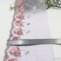 Multi-color mesh French unilateral flower embroidery lace 18cm clothing curtain lace accessories