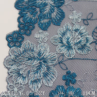 Blue mesh yarn single-sided two-color flower embroidery lace, clothing home textile 19cm lace lace accessories