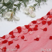 Red bilateral color matching small love mesh embroidery 20cm curtain sofa cushion lace accessories