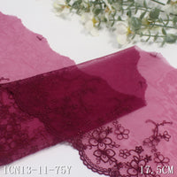 Burgundy mesh yarn unilateral retro flower embroidery lace, clothing home textile 17cm lace lace accessories