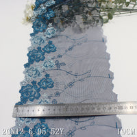 Blue mesh yarn single-sided two-color flower embroidery lace, clothing home textile 19cm lace lace accessories