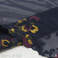 Blue and black polyester thread bullet colored flower embroidery lace, accessories wholesale curtain mother lace