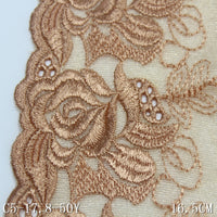 Apricot unilateral hollow rose chiffon embroidery lace, curtain sofa cushion lace lace accessories DIY