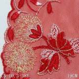 Red Bilateral Gold Silk Flower Mesh Embroidery 19cm Curtain Sofa Cushion Lace Lace Accessories DIY