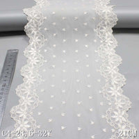 Beige medium elastic mesh polyester thread bilateral embroidery lace, wholesale DIY accessories curtain sofa cushion lace