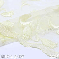 Light yellow mesh polyester thread morning glory embroidery lace, wholesale DIY accessories, curtain sofa cushion lace