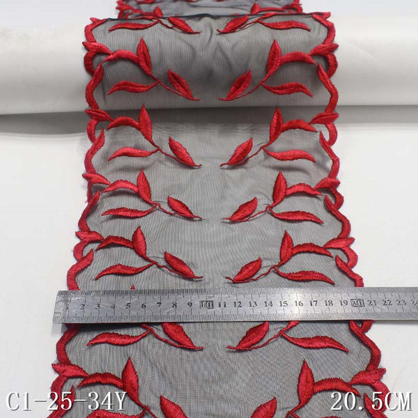 Two-color bilateral branches and leaves pattern elastic embroidery lace, accessories wholesale curtain clothing accessories lace