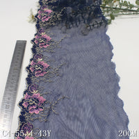 Dark blue unilateral retro flower mesh embroidery 20cm clothing home textile lace lace accessories DIY