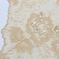 Apricot unilateral exquisite antique flower mesh embroidery 22cm clothing home textile lace accessories