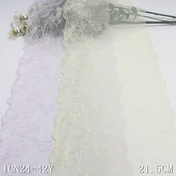 Two-color unilateral antique polyester thread flower mesh embroidery 21cm clothing home textile lace accessories