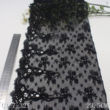 Black warp knitted mesh unilateral water-soluble pattern embroidery lace, curtain sofa cushion lace accessories