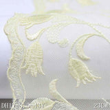 Light yellow mesh polyester thread morning glory embroidery lace, wholesale DIY accessories, curtain sofa cushion lace