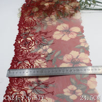 Multi-color printed mesh yarn unilateral rose embroidery lace 21cm clothing home textile lace accessories