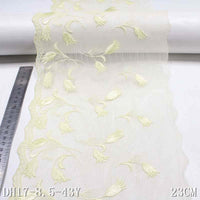 Light yellow mesh polyester thread morning glory embroidery lace, wholesale DIY accessories, curtain sofa cushion lace