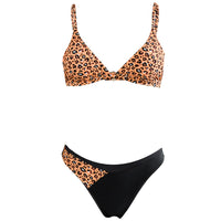 Sexy women's bikini leopard print color matching swimsuit bikini triangle split swimsuit wish [OEM]