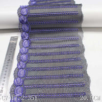 Black mesh purple polyester thread flower embroidery lace, accessories wholesale curtain accessories textile accessories