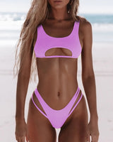 Popular Swimwear Multicolor European and American Sexy Bikini Solid Split Women's Swimwear Bikini [OEM]