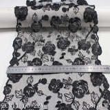 Black mesh polyester thread rose embroidery lace, wholesale accessories curtain underwear clothing decorative lace