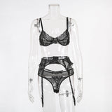 New Europe and America sexy lingerie lace three-piece female wholesale 6758