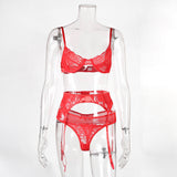 New Europe and America sexy lingerie lace three-piece female wholesale 6758