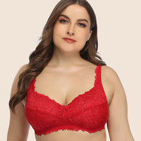 New plus-size bra with no rims, fat MM, ultra-thin European and American lace underwear, women&#039;s bra.