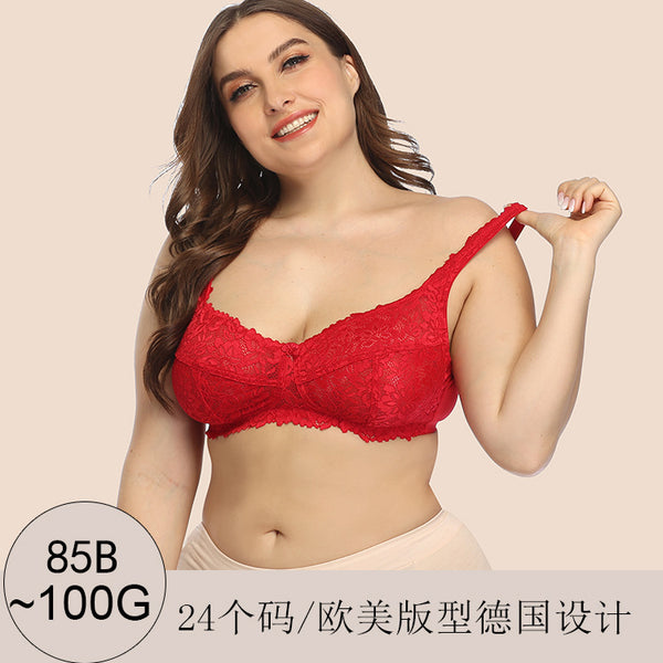 New plus-size bra with no rims, fat MM, ultra-thin European and American lace underwear, women&#039;s bra.