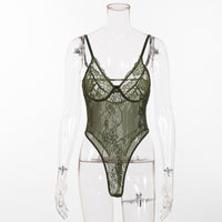 New lace mesh patchwork bodysuit gathers women's bodysuit 2978