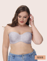 Jacquard seamless strapless gathered non-slip plus size bra big breasts small breasts tube top underwear women