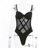 New European and American suspenders perspective backless seductive sexy lace body shaping fun bodysuit 29045