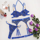 New lace flower embroidery sexy sheer seduction erotic lingerie set 21544 special