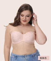 Jacquard seamless strapless gathered non-slip plus size bra big breasts small breasts tube top underwear women