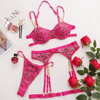 New lace flower embroidery sexy sheer seduction erotic lingerie set 21544 special