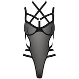 Amazon cross-border new perspective mesh breathable sexy binding three-point sexy underwear bodysuit