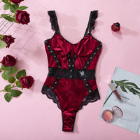 New European and American velvet lace sex fun one-piece women's 24716