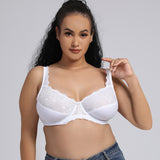 New boutique European and American plus-size bra women's ultra-thin fat MM underwired lace underwear big breasts show small