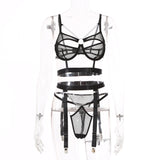 INS Europe and America sexy lace black silk suspenders shoulder strap perspective fun suit 19632