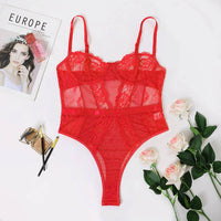 European new sexy and private lace in Europe and the United States See-through fun one-piece clothes 17201