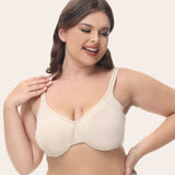 Ultra-thin large chest shows small cool milk silk large size bra basic style European and American full-cup bra underwear EDFH cup