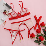 Foreign trade Europe and America three-point sexy perspective sexy lingerie set 22120