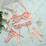 New lace flower embroidery sexy sheer seduction erotic lingerie set 21544 special